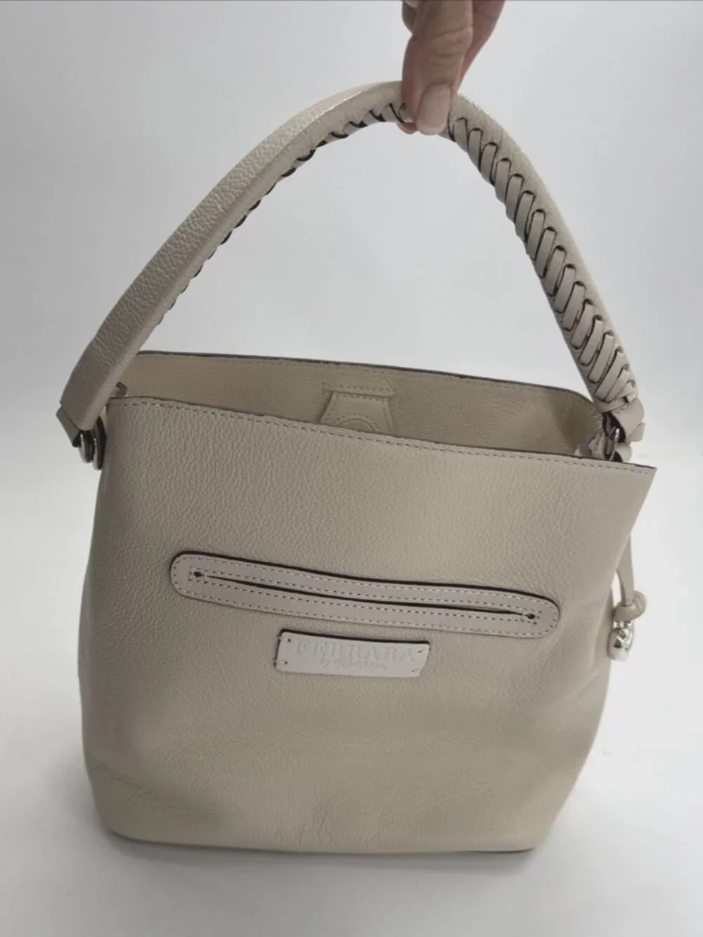 BRIGHTON Purse Ferrara Collection Noelle Cream Handbag Shoulder Pebbled Leather - Picture 4 of 13